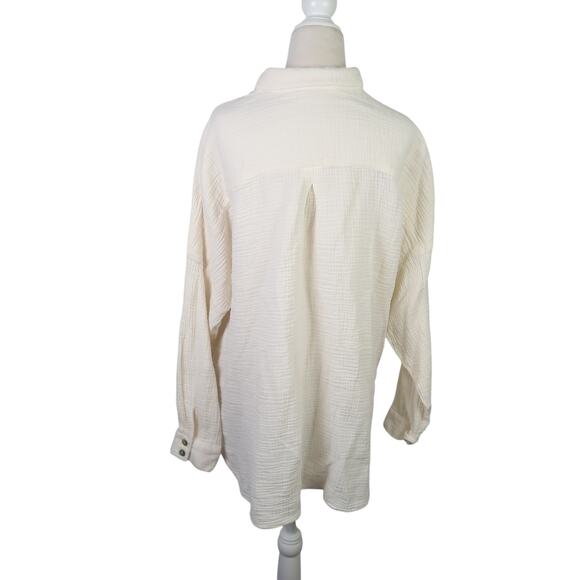 Soft Surroundings cream long sleeve button down tunic top 1X - Picture 4 of 6